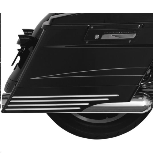 Cyclesmiths - Cyclesmiths Billet Saddlebag Extensions with Cutouts for Dual Exhaust - Black Powdercoated - 200-BB-A