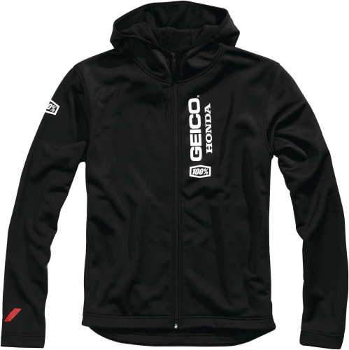 100% - 100% Geico Honda Aeronaut Hooded Jacket - 39908-001-12 - Black - Large