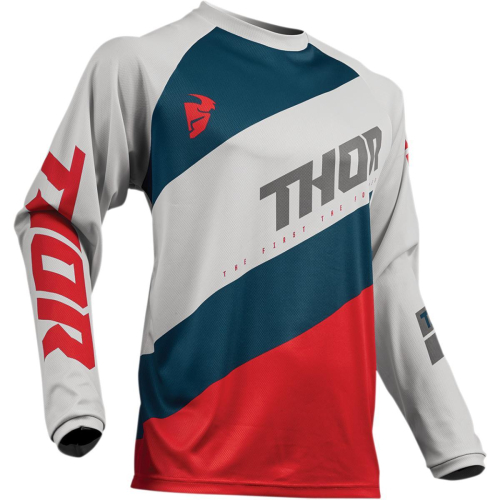 Thor - Thor Sector Shear Youth Jersey - 2912-1676 - Light Gray/Red - Medium