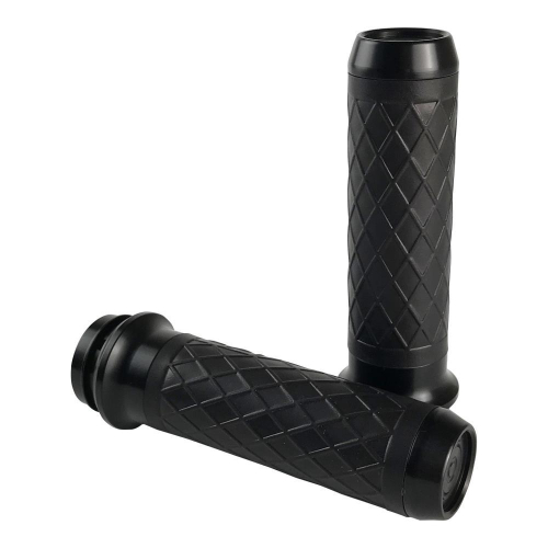 Brass Balls Cycles - Brass Balls Cycles Diamond Leather Moto Grips - Black/Black - BB08-264