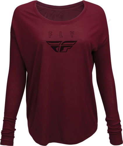 Fly Racing - Fly Racing Fly Logo Womens Long Sleeve - 356-40422X - Maroon - 2XL