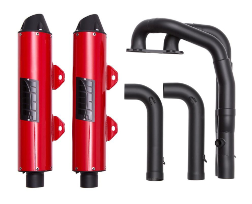 HMF Engineering - HMF Engineering Blackout Performance Series Dual Exhaust System - Center Mount - Red - 035696636692