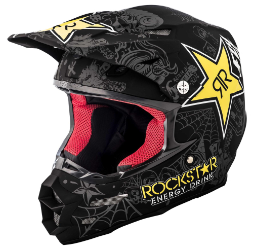 Fly Racing - Fly Racing F2 Carbon Rockstar Helmet - 73-4076-2-S - Matte Black/Charcoal/Yellow - Small