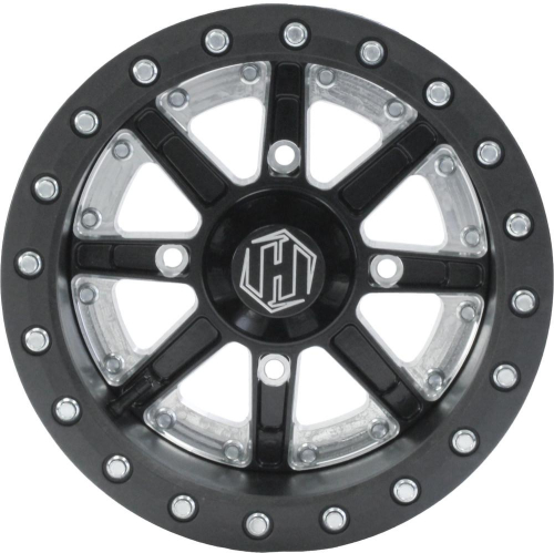 Hiper Wheel - Hiper Wheel Sidewinder Wheel - 14x7 - 4+3 Offset - 4/156 - Machined with Single Beadlock Ring - 1470-PBK02-43-SBL-BK