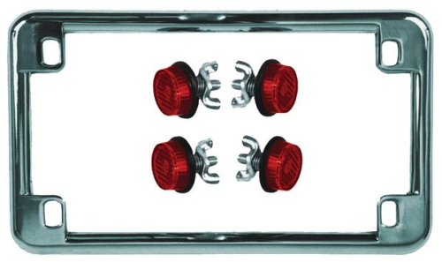 Chris Products - Chris Products License Plate Frame Holders with 4 Red Reflectors - Black - 0612