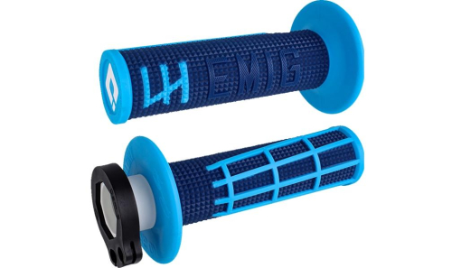 ODI - ODI Emig 2.0 Racing V2 Lock-On Grips - Navy/Cyan - H36E2DU