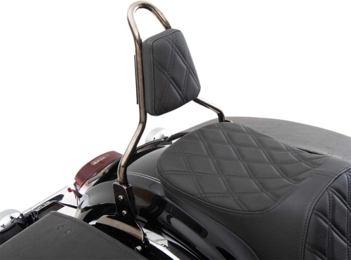 Drag Specialties - Drag Specialties Tapered Backrest Pads For Round Sissy Bars - Double Diamond - Black Stitch - 0822-0449