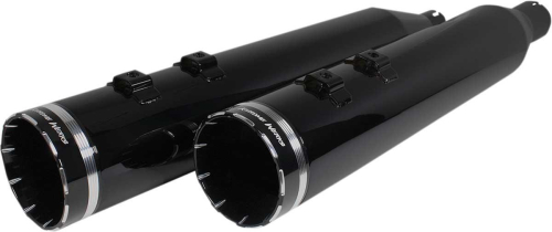 Khrome Werks - Khrome Werks 4.50in. Hp-Plus Slip-On Mufflers - Obsidian Tracer Tip Billet End Caps - 202640