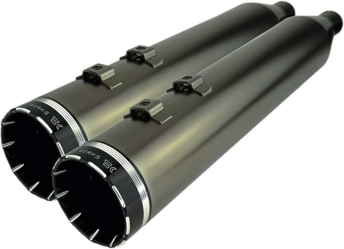 Khrome Werks - Khrome Werks 4.50in. HP-Plus Slip-On Muffler - Smoked Chrome with Black Tracer Tip Billet End Caps - 202650