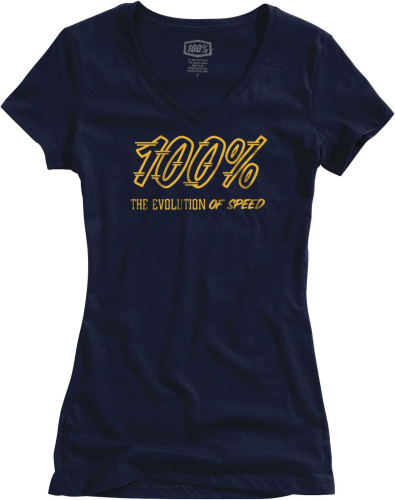 100% - 100% Speedco V-Neck Womens T-Shirt - 28105-015-10 - Navy - Small