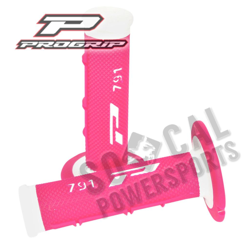 Pro Grip - Pro Grip 791 Triple-Density MX Grips - White/Flourescent Pink - 791WHFLFX