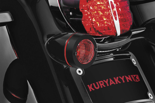 Kuryakyn - Kuryakyn Bullet Turn Signal Mesh Bezel - Black/Red Lens - 6547