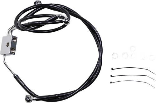 Drag Specialties - Drag Specialties Black Vinyl Coated Extended Length ABS Stainless Steel Front Brake Line Kit - (+10) - 612137-10BLK