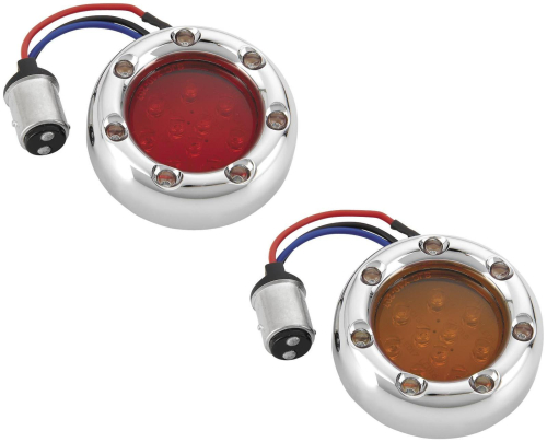 Arlen Ness - Arlen Ness LED Fire Ring Kit - Red Lens - Chrome Trim - Red LED - Single Filament - 1156 Style - 12-745