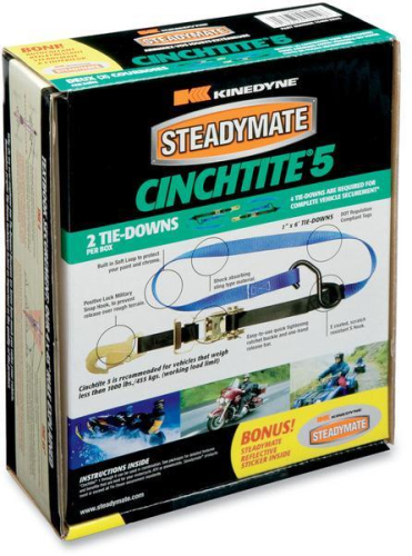 SteadyMate - SteadyMate Cinchtite 5 Tie-Downs with Military Snap Hooks and Built-In Soft Loops - 1in. x 6ft. - 15469