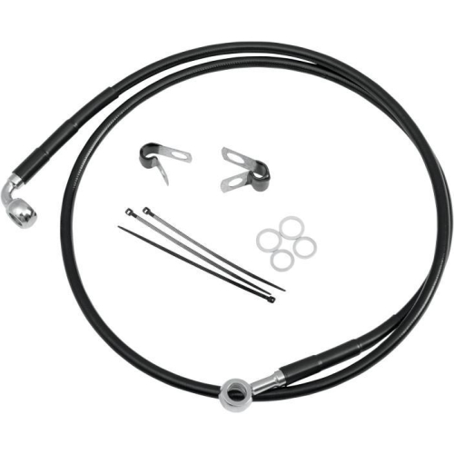 Drag Specialties - Drag Specialties Extended Stainless Steel Front Brake Line Kit - Black Vinyl Coated - 44 1/4in. - 680215-4BLK