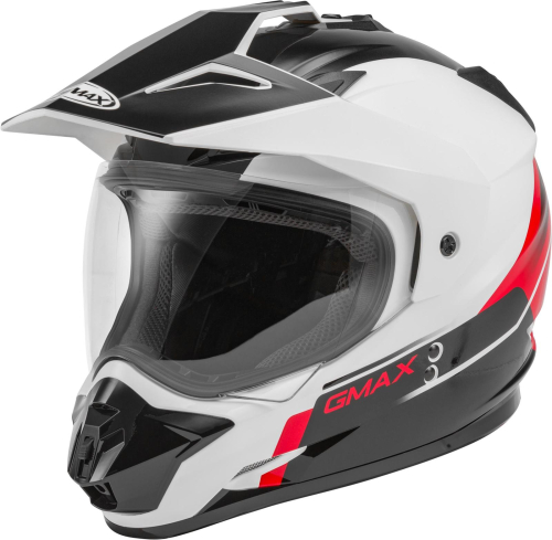 G-Max - G-Max GM11D Dual Sport Scud Helmet - G1113356 - Black/White/Red - Large