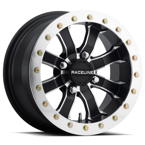 Raceline - Raceline Mamba Beadlock Wheel - 14x7 - 5+2 Offset - 4/115 - Black/Polished - A7147015-52