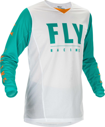 Fly Racing - Fly Racing Kinetic Mesh Jersey - 374-314S - White/Teal/Orange - Small