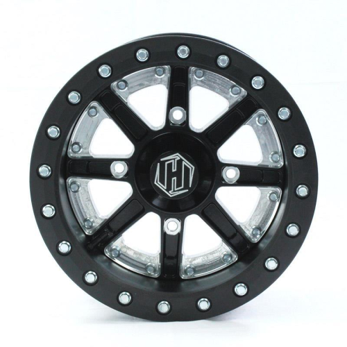 Hiper Wheel - Hiper Wheel Sidewinder Wheel - 14x8 - 4+4 Offset - 4/156 - Machined with Single Beadlock Ring - 1480-PBK02-44-SBL-BK