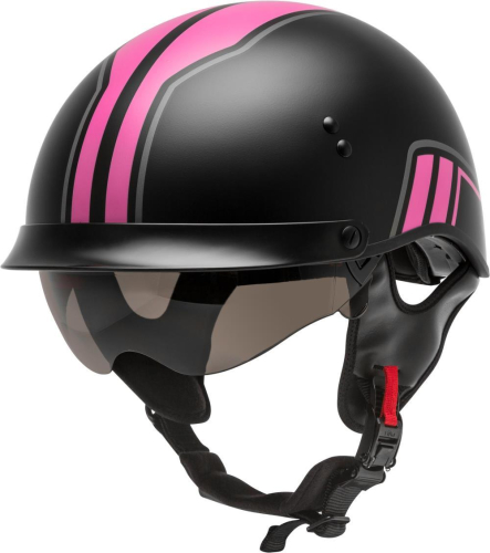 G-Max - G-Max HH-65 Full Dressed Twin Helmet - H9651347 - Matte Black/Pink - X-Large