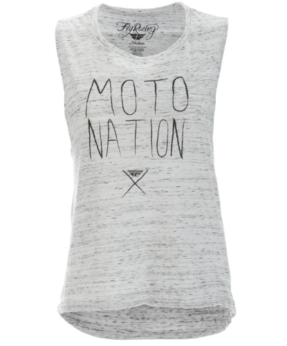 Fly Racing - Fly Racing Moto Nation Muscle Womens T-Shirt - 356-0404M - White Marble - Medium