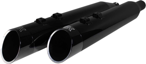 Khrome Werks - Khrome Werks 4.50in. Hp-Plus Slip-On Mufflers - Obsidian Edge Billet End Caps - 202645