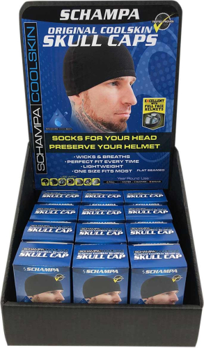 Schampa - Schampa Coolskin Flat Skullcap Headwear - SKLCP015-12PACK - Black - OSFM