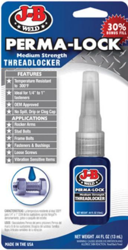 JB Weld - JB Weld Perma-Lock Medium Strength Threadlocker - 13ml. (Blue) - 24213