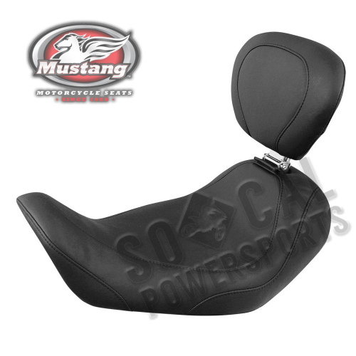 Mustang - Mustang Wide Tripper Solo Seat with Driver Backrest - Smooth - Black - 79800