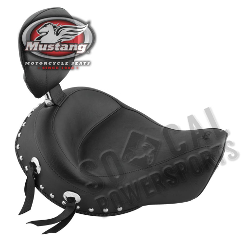 Mustang - Mustang Wide Touring Studded Solo Seat with Driver Backrest - 79346