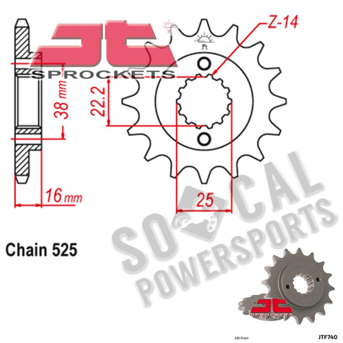 JT Sprockets - JT Sprockets Steel Front Sprocket - 16T - JTF740.16