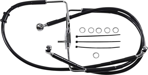 Drag Specialties - Drag Specialties Extended Stainless Steel Front Brake Line Kit - Black Vinyl Coated - 35in. - 1741-5854