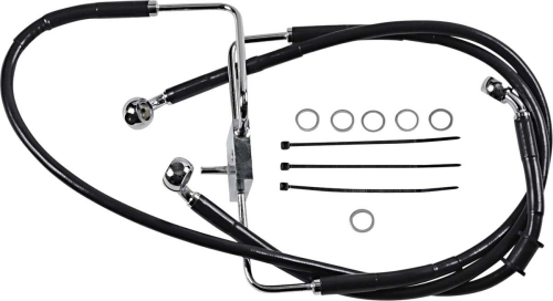 Drag Specialties - Drag Specialties Extended Stainless Steel Front Brake Line Kit - Black Vinyl Coated - 37in. - 1741-5855