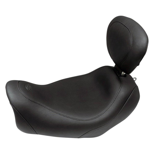 Mustang - Mustang Wide Tripper Solo Seat with Driver Backrest - Smooth - Black - 79798