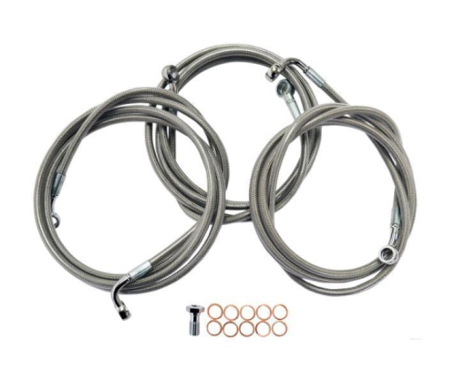 LA Choppers - LA Choppers Stainless Steel Brake Line Kit - 15in.-17in. Ape Hangers - LA-8220B16