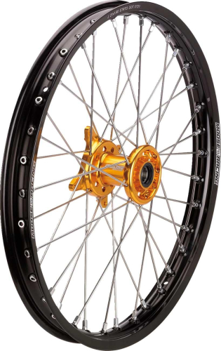 Moose Racing - Moose Racing SX-1 Complete Front Wheel - 21in. x 1.60in. - Black Wheel/Gold Hub - SF-16021-BKGD