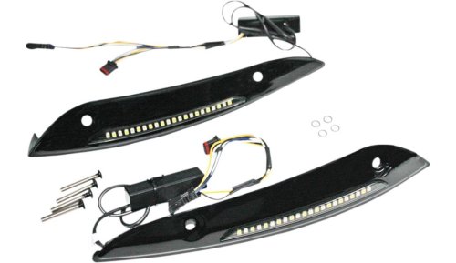 Custom Dynamics - Custom Dynamics Windshield Trim with LED Turn Signals - Gloss Black - Standard Turn Signal - CD-RG-WT-AW2-B