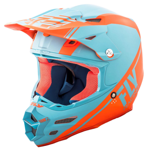 Fly Racing - Fly Racing F2 Carbon Rewire Helmet - 73-4168-5-X - Matte Light Blue/Orange - X-Large