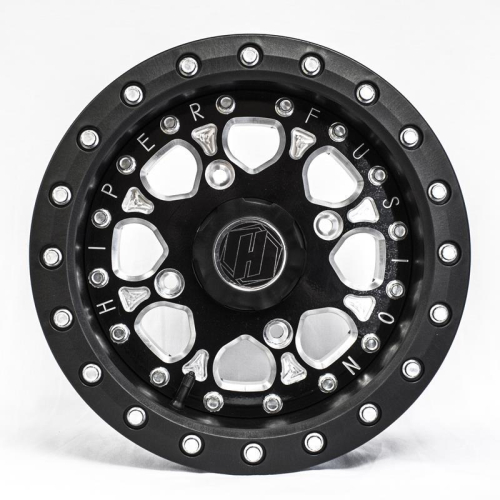 Hiper Wheel - Hiper Wheel Fusion Wheel - 14x6 - 4+2 Offset - 4/156 - Black with Single Beadlock Ring - 1460-PBKB4-42-SBL-BK