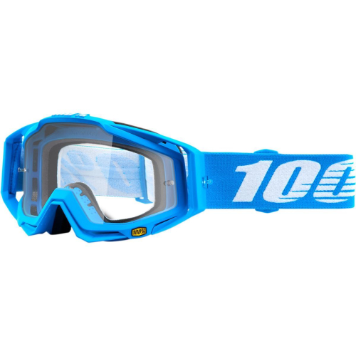 100% - 100% Racecraft Monoblock Goggles - 50100-245-02 - Monoblock/ Light Blue/White / Clear Lens - OSFM