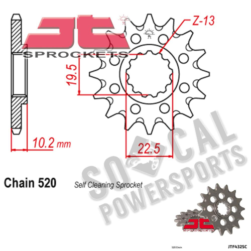 JT Sprockets - JT Sprockets Self-Cleaning Steel Front Sprocket - 15T - JTF432.15SC