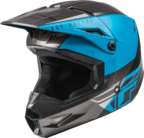 Fly Racing - Fly Racing Kinetic Straight Edge Youth Helmet - 73-8633YM - Black/Blue/Gray - Medium