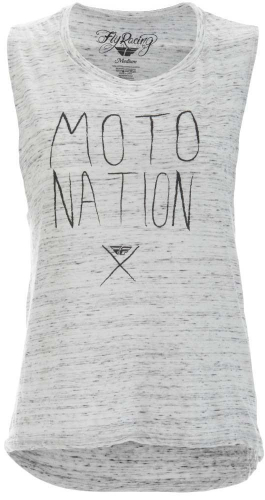 Fly Racing - Fly Racing Moto Nation Muscle Womens T-Shirt - 356-04042X - White Marble - 2XL