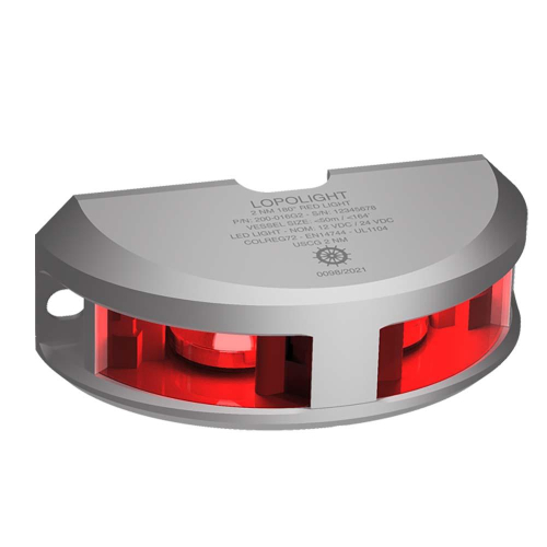 Lopolight - Lopolight 180&deg; Navigation Light - 2nm f/Vessel Up To 164&#39; (50M) - 0.7M Cable - Red w/Silver Housing