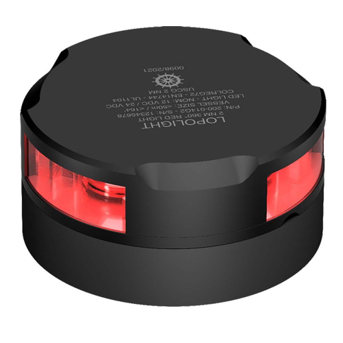 Lopolight - Lopolight 360&deg; Navigation Light - 2nm f/Vessels Up To 164&#39;(50M) - 0.7M Cable - Red - Black Housing