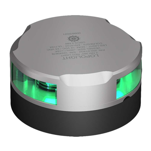 Lopolight - Lopolight 360&deg; Navigation Light - 2nm f/Vessels Up To 164&#39;(50M) - 0.7M Cable - Green w/Silver Housing