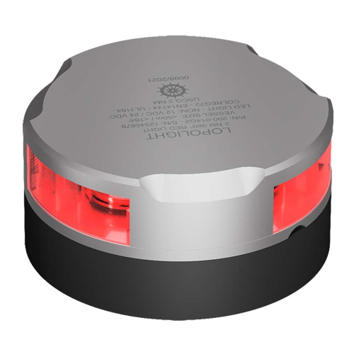 Lopolight - Lopolight 360&deg; Navigation Light - 2nm f/Vessels Up To 164&#39; (50M) - 15M Cable - Red w/Silver Housing