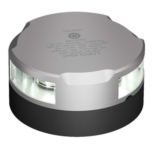 Lopolight - Lopolight 360&deg; White Anchor Light - 2nm f/Vessels Up To 164&#39;(50M) - 6M Cable - Round Housing - Horizontal Mounting