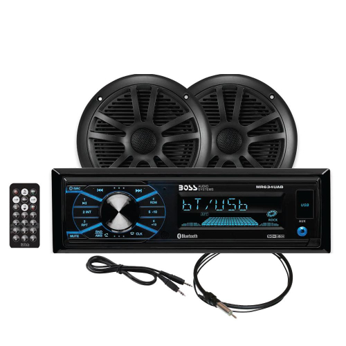 Boss Audio - Boss Audio MCBK634B.6 Package w/MR634UAB, 2-MR6B Speakers &amp; MRANT10 Antenna - Black